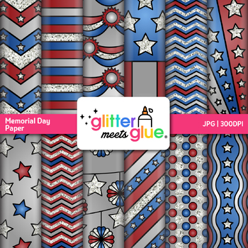 Preview of Memorial Day Digital Paper Clipart: 12 Backgrounds Clip Art, Commercial Use
