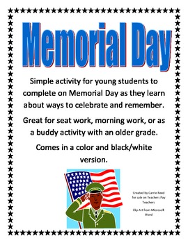 Memorial Day Drawing Activity for Lower Elementary by Carrie Reed