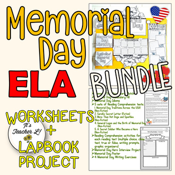 Preview of Memorial Day ELA Bundle 4TH 5TH 6TH GRADE 4 5 6 WORKSHEETS LAPBOOK
