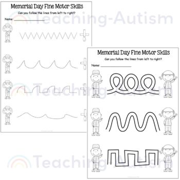 memorial day fine motor skills worksheets by teaching autism tpt
