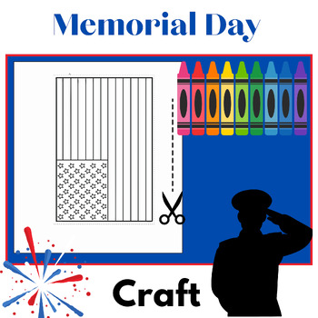 Preview of Memorial Day Flag Color and Cut Craft  | Memorial Day Activity