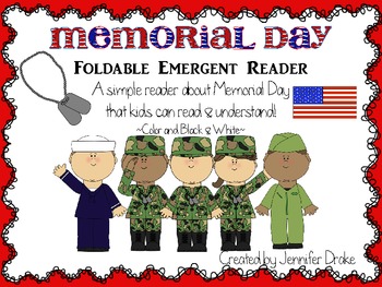 Preview of Memorial Day Foldable Emergent Reader ~Color & B&W~ CC Aligned!