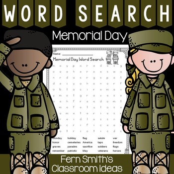 memorial day word search freebie by fern smiths classroom ideas