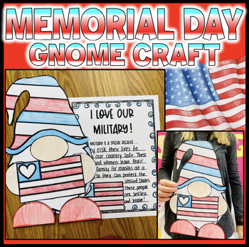 Preview of Memorial Day Gnome Craft with Bulletin Board & Writing Prompt- Summer Fun