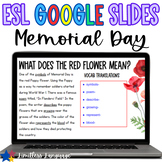 Memorial Day Google Slides readings and activities for ESL