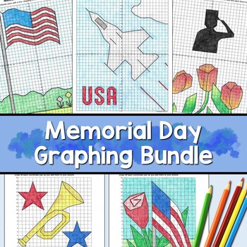 Preview of Memorial Day Coordinate Plane Graphing Pictures BUNDLE
