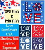 Memorial Day Holidays - American Flag Love Sunflower Shado