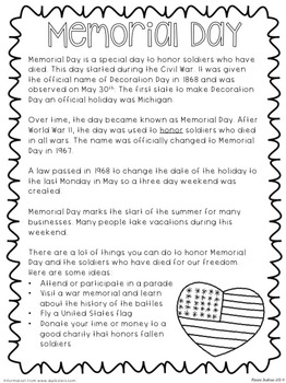 Memorial Day {Information Text and Direct Instruction Lesson} | TpT