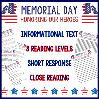 Preview of Memorial Day Informational Nonfiction Close Read Multi Level Write ELA May June