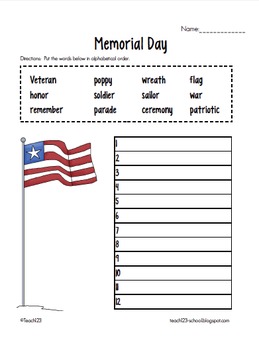 memorial day activities by teach123 michelle teachers pay teachers