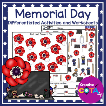 Preview of Occupational Therapy Memorial Day Math and Writing Activities and Worksheets