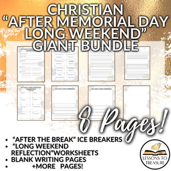 Preview of Memorial Day May Long Weekend Christian Bundle Activities Ice Breakers Writing
