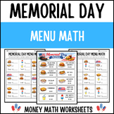 Memorial Day Menu Math | Money Math Worksheets | Functional Math Activity
