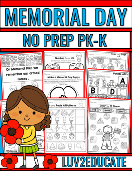 Preview of Memorial Day NO PREP Preschool Packet