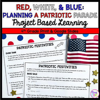 Preview of 4th Grade Math PBL Memorial Day Patriotic Parade Project Based Learning Activity