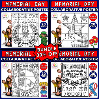 Preview of Memorial Day Patriotic Soldier Collaborative Poster Bundle: Memorial Day Craft
