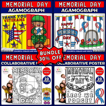 Preview of Memorial Day Patriotic Soldier Craft Bundle: Collaborative Posters & Agamographs