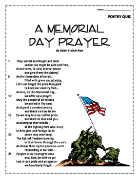 Memorial Day Poem and Quiz by Libby Black | Teachers Pay ...