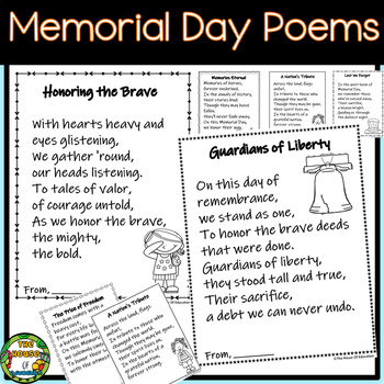 Preview of Memorial Day Poems/ 4th Of July/ Patriots Day/ Poem Templates