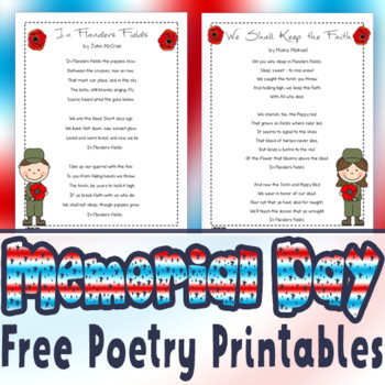 Preview of Memorial Day Poetry Freebies: 2 Free Printable Poems ft. "In Flanders Fields"