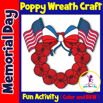 Preview of Memorial Day Poppy Wreath Craft | Fun Activity to Remembrance for Holiday May