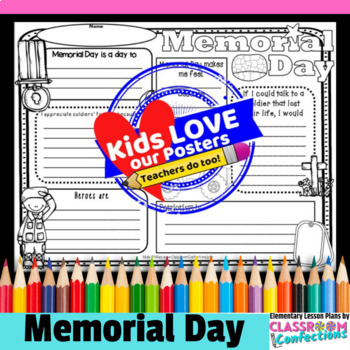 Preview of Memorial Day Writing Activity with Coloring 3rd 4th 5th Grade