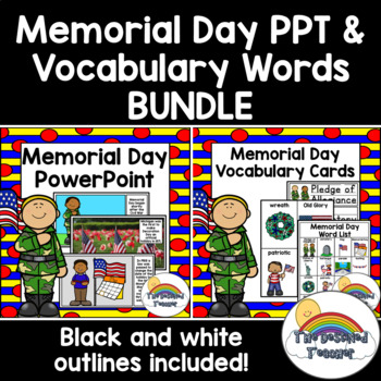 Preview of Memorial Day PowerPoint & Vocabulary Words BUNDLE | Memorial Day PPT