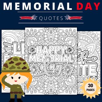 Preview of Memorial Day Quotes Mandala Coloring Pages Sheets - Fun May Activities