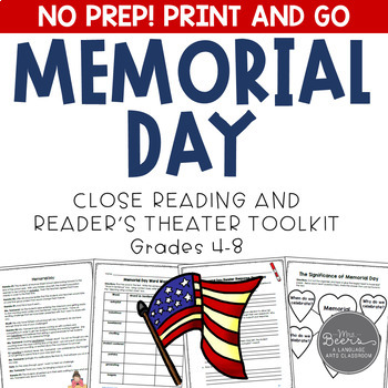 Preview of Memorial Day Reader's Theater and Close Reading Toolkit for Grades 4-8