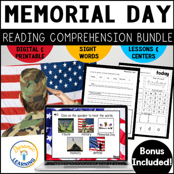 Preview of Memorial Day Reading Comprehension Activities Boom Cards
