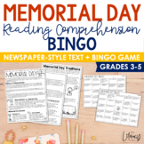 Memorial Day Reading Comprehension Bingo
