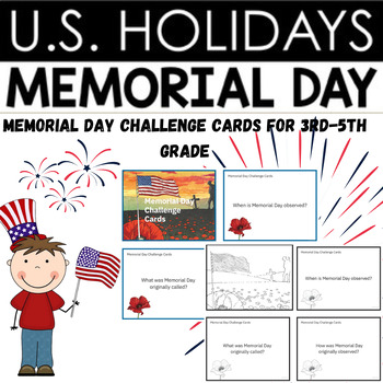 Preview of Memorial Day Reading Comprehension Challenge Cards