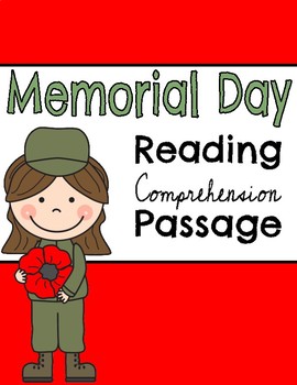 Preview of Memorial Day Reading Comprehension Passage & Questions with Poppy Craft