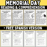 Memorial Day Reading Comprehension Passages | 1st to 3rd g