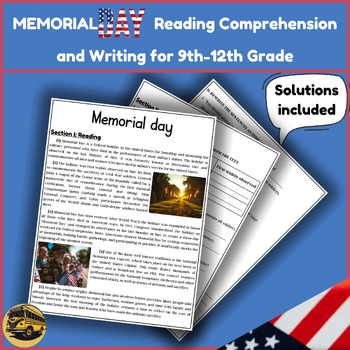 Preview of Memorial Day Reading Comprehension exercises and Writing | Solutions Included