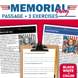 Memorial Day Reading Comprehension in both Black/white and