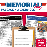 Memorial Day Reading Comprehension in both Black/white and