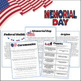 Memorial Day Reading Comprehention,Reading Writing Activit
