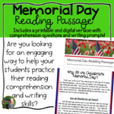 Memorial Day Reading Passage- Digital and Printable Version