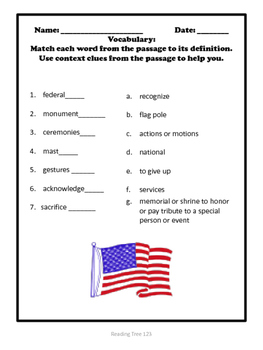 memorial day reading passage and activities by reading tree 123 tpt