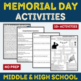 Memorial Day - Reading Passage and Activities for Middle &