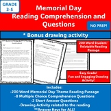 Memorial Day Reading Passage and Comprehension with Drawin