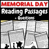 Memorial Day Reading Passages & Questions | End of year & 