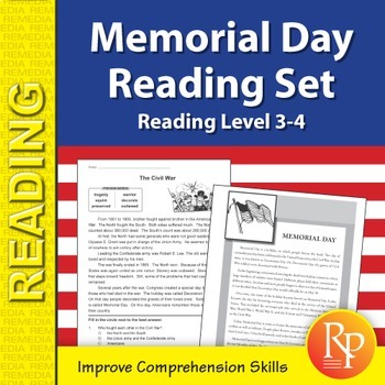 Preview of Memorial Day Reading Set: Bloom's Taxonomy | Improve Reading Comprehension