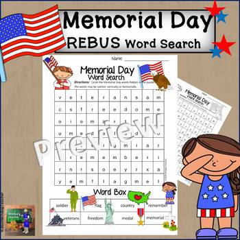 memorial day word search easy by windup teacher tpt