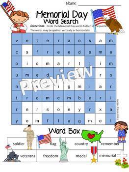 memorial day word search easy by windup teacher tpt