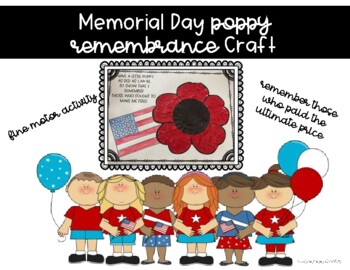 Preview of Memorial Day Remembrance Day Poppy Fine motor Craft