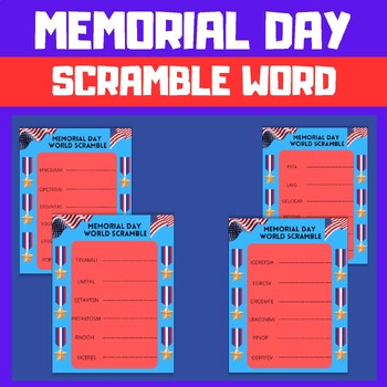 Preview of Free Memorial Day Scramble Words, Craft&Activities, Creative Writing, Printable