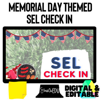 Preview of Memorial Day Social Emotional Learning Check In Digital Editable