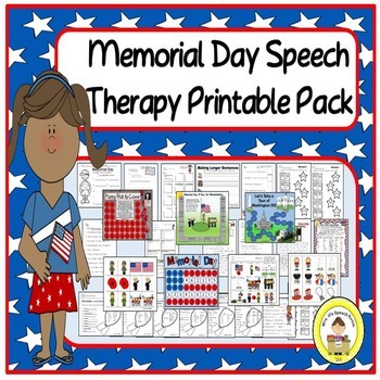 Preview of Memorial Day Speech Therapy Printable Pack